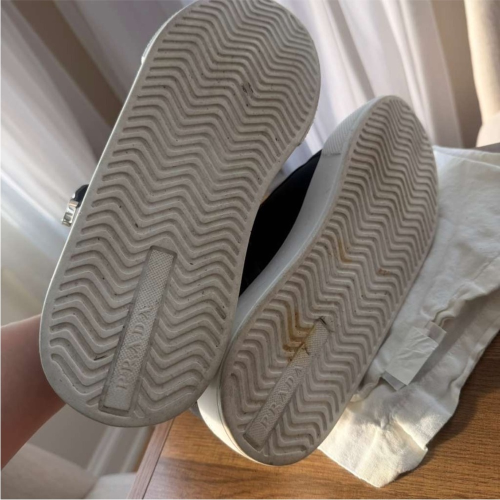 Prada Black and White Platform High-Top Sneakers - Picture 8 of 8